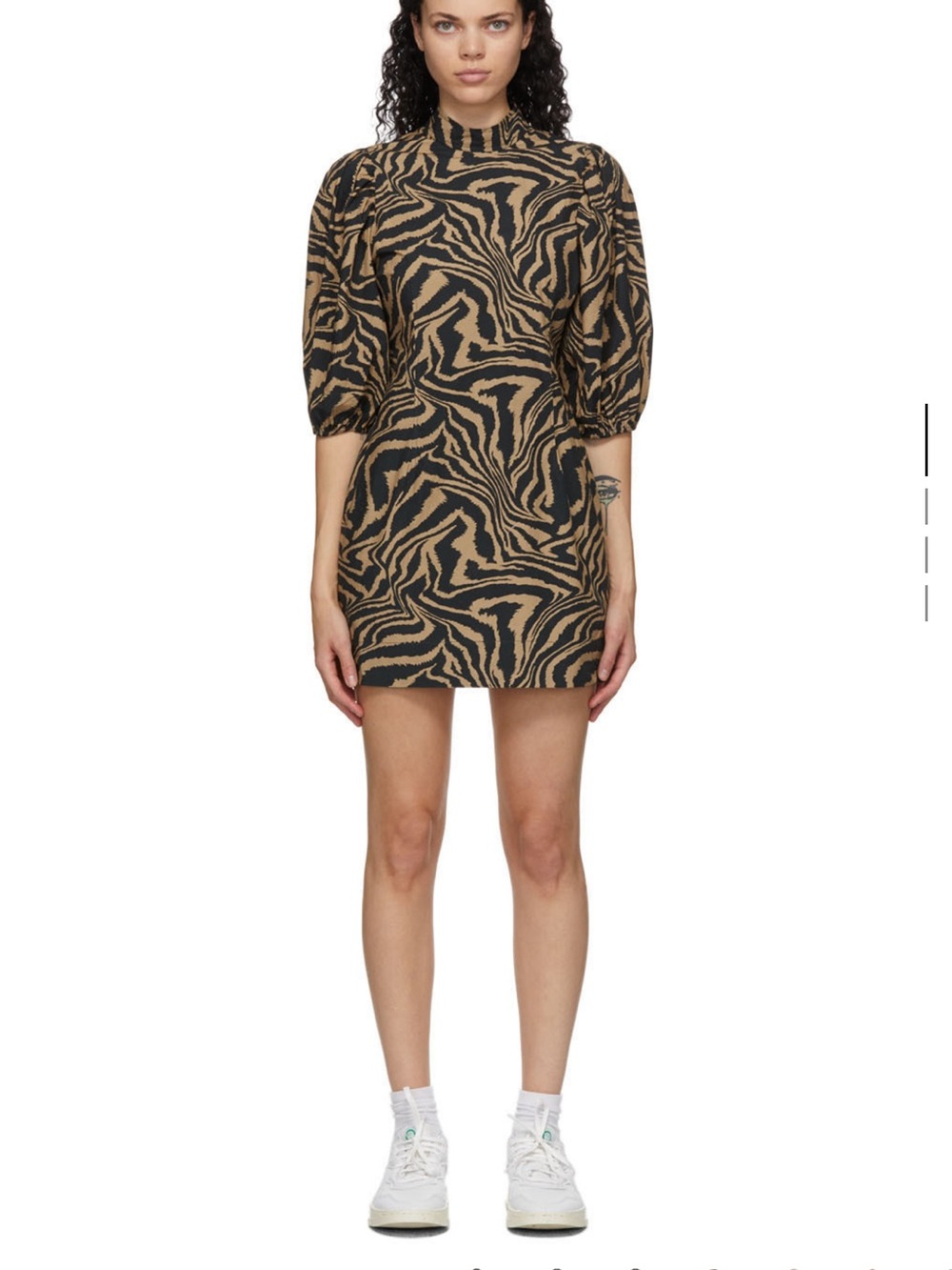 Ganni Tan and Black Zebra-Print Mini Skirt